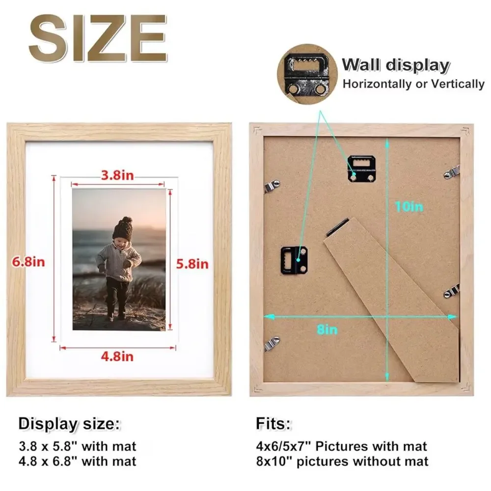 4pcs NEW natural wood picture frames set 8x10”.